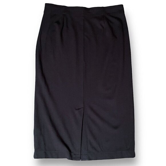Eileen Fisher Womens Ponte Pencil Skirt Sz M Black Pull On Stretch Minimalist - Picture 5 of 6